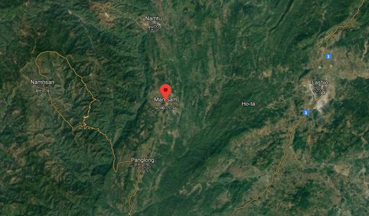 Photo by Google Map- တိုက်ပွဲဖြစ်ပွါးသည့် နမ္မတူမြို့နယ် မန်စံအုပ်စုနေရာပြမြေပုံ