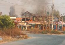 နောင်ချို စစ်ကောင်စီတပ် လေကြောင်းဗုံးကြဲတိုက်ခိုက်၊ နေအိမ်အများအပြား မီးလောင်ပျက်စီး