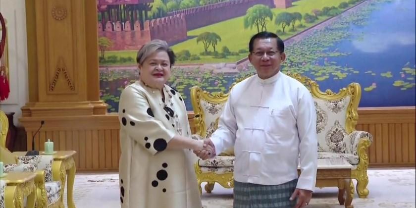 ပုံစာ- ၂၀၂၆ ဇန်နဝါရီလတွင် စစ်ခေါင်းဆောင်နှင့် ဖိလစ်ပိုင်နိုင်ငံခြားရေးဝန်ကြီးတို့ နေပြည်တော်၌ တွေ့ဆုံခဲ့စဉ်